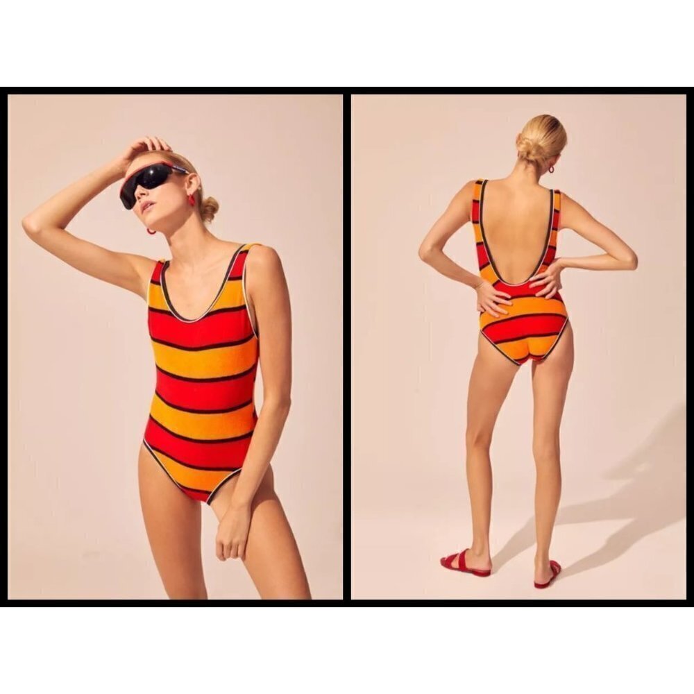 💕SOLID & STRIPED💕 Anne-Marie One Piece Swimsuit ~ Sunset Terry XS NWT - Picture 4 of 12